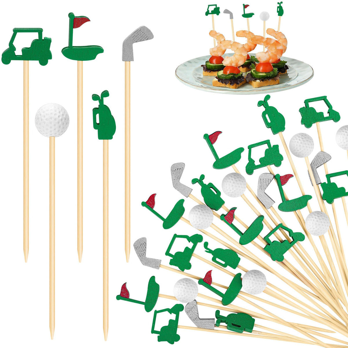 Aodaer 200 Pieces Oktoberfest Wooden Cocktail Picks Appetizer Fruits Bamboo Toothpicks Decorative Cocktail Sticks with Bavarian Flag for Fruits Dessert Appetizer Party Supplies