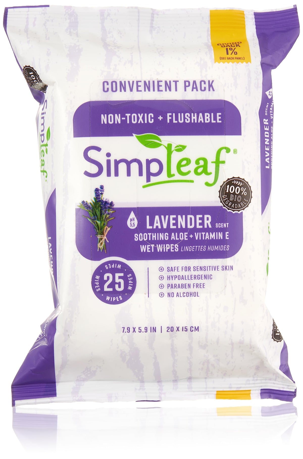Simpleaf Flushable Wet Wipes Aloe Vera | Plastic Free, Paraben & Alcohol Free | Hypoallergenic & Safe for Sensitive Skin | Soothing Aloe Formula | Adult Toilet Wipes (6 x 50 Count Pack) 300 Count
