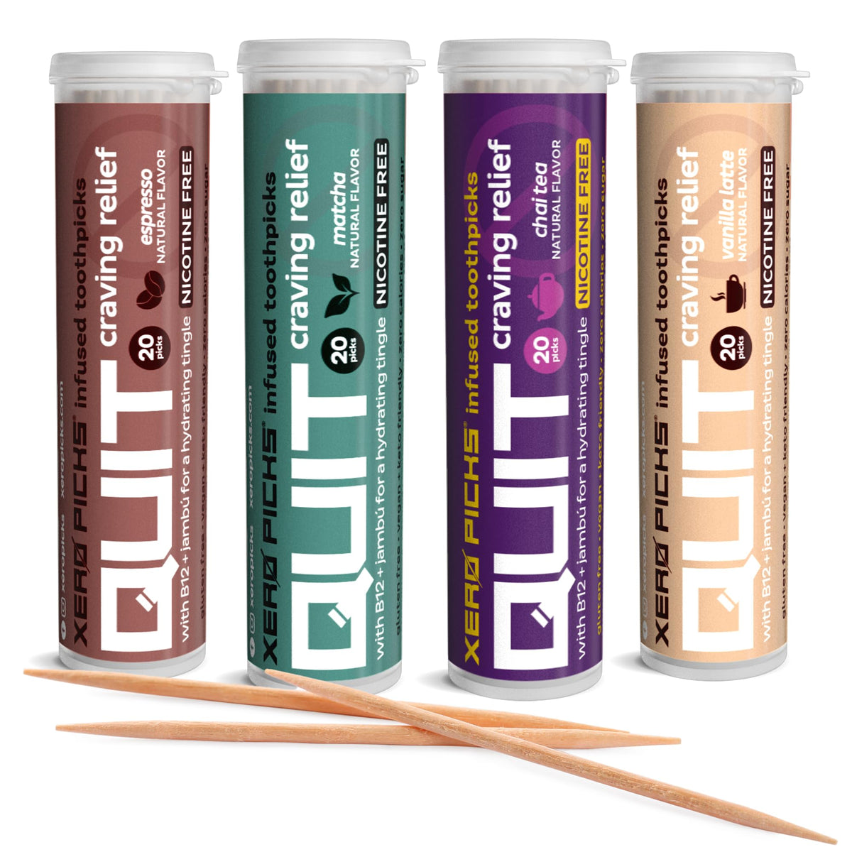 Xero Picks Infused Flavored Toothpicks to Help Quit Smoking - Nicotine Free (Variety Pack, 20 Count (Pack of 5)) Non-GMO Kosher Vegan