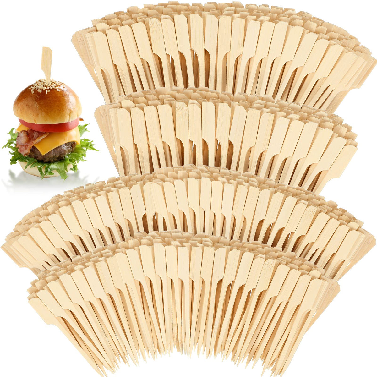 Chengu 1000 Pcs Bamboo Skewers 3.5 Inch Paddle Wooden Sticks