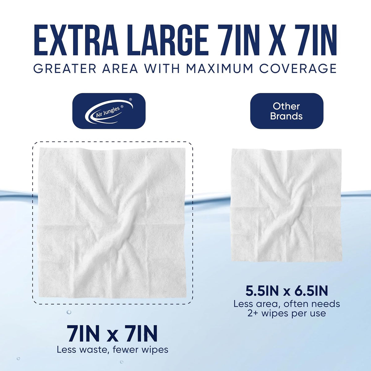 Air Jungles Flushable Wipes 300 Ct 6-Pack, Adult and Kid, XL 7x7 Inch