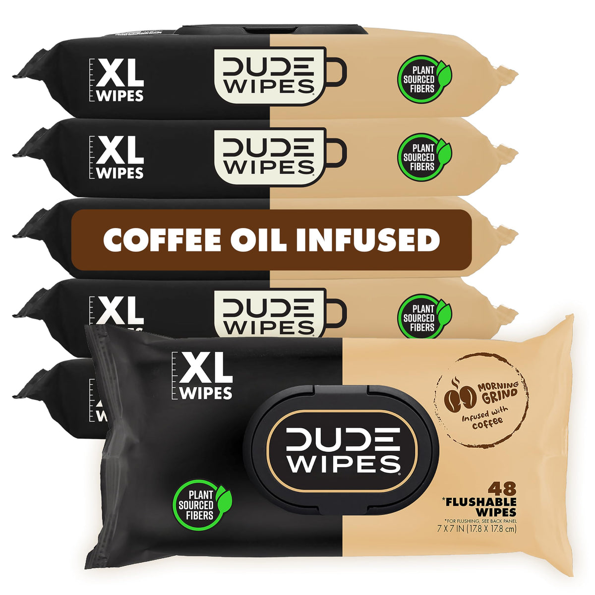 DUDE Wipes Morning Grind Adult Flushable Wipes, Coffee Scented, 144 Count