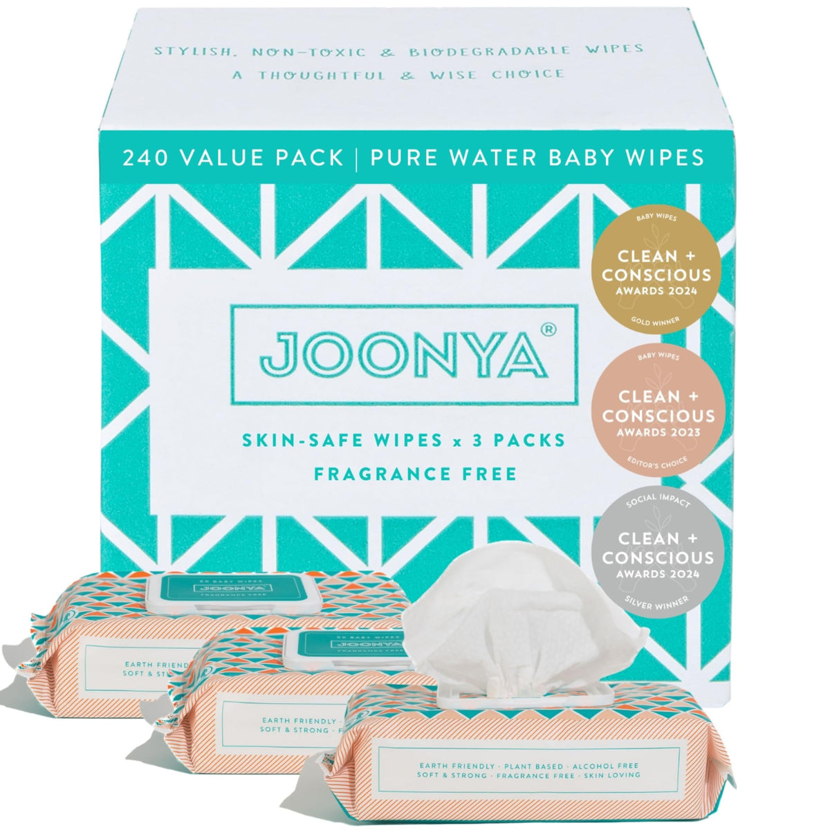 JOONYA Unscented Baby Wipes — Plant-Based, Fragrance-Free Bulk Diaper Wipes | Hypoallergenic, Non-Toxic & Biodegradable Wet Wipes for Sensitive Newborn Skin | 12 Packs of 80 (960 Total)