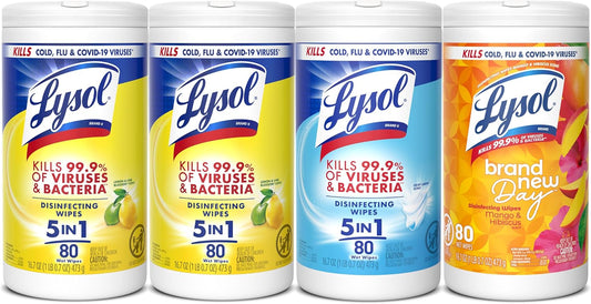 Lysol Disinfecting Wipes, Cleaner, Lemon + Mango + Linen, 80 ct. (4 Pack)