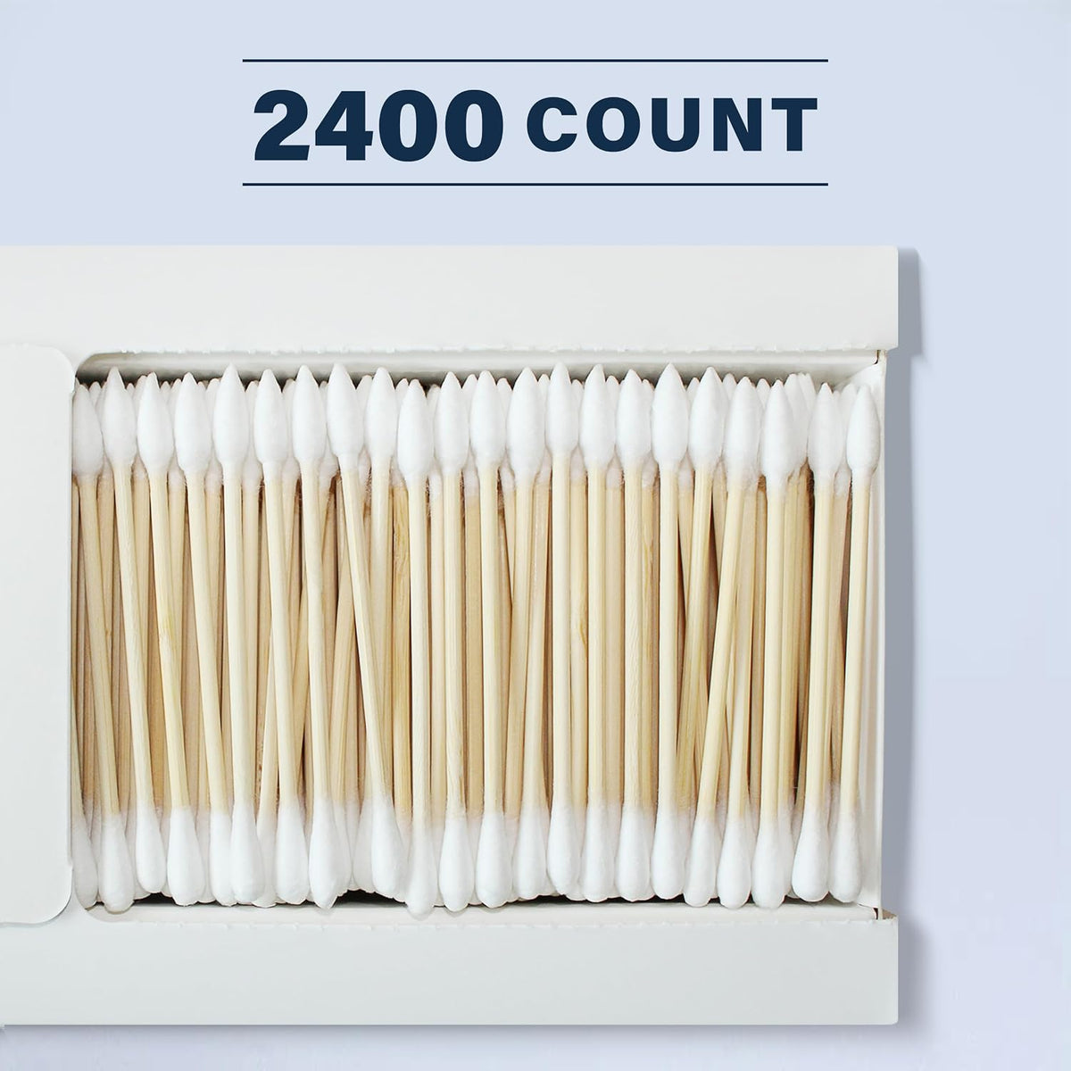 WOWOTEX Bamboo Cotton Swabs 2400 Count Double-Tipped for Ear & Makeup