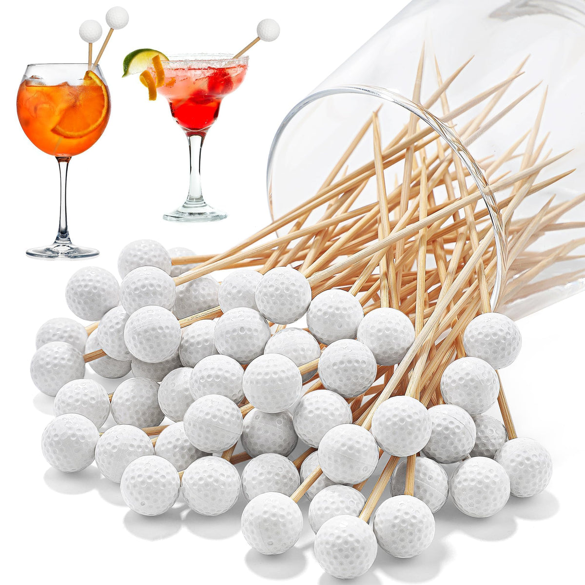 Aodaer 100 Pcs Golf Toothpicks 4.7 Inch Golf Cocktail Picks Skewers