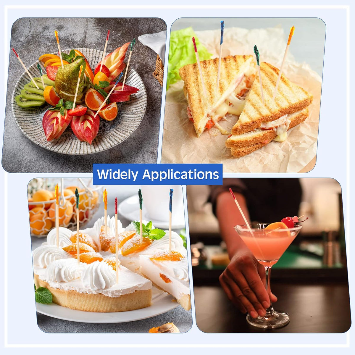 Handepo 4000 Pcs Cocktail Picks Sticks Frill Toothpicks, 4 Inch