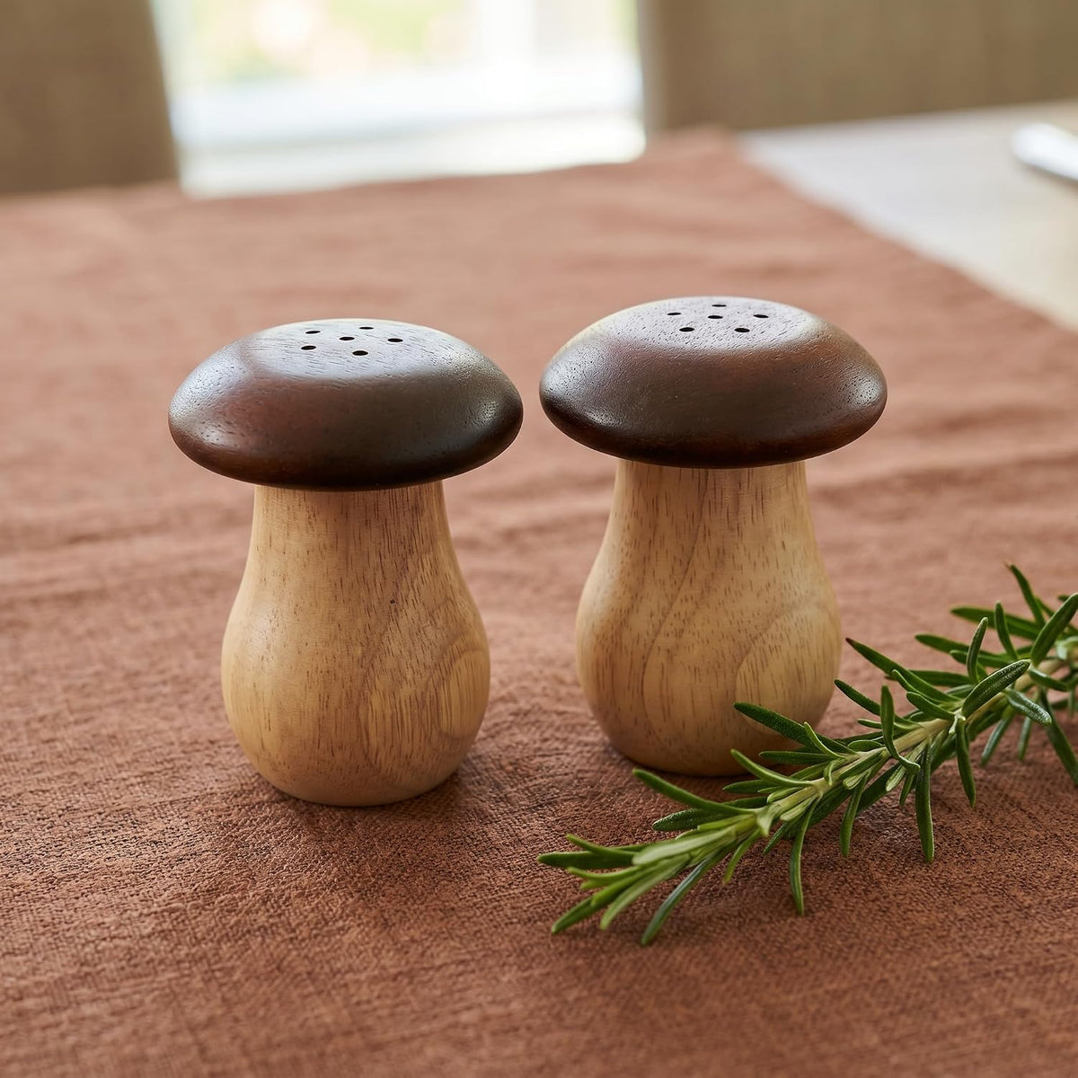 Wooden Toothpick Holder Dispenser Walnut Wood Mushroom Toothpick Box