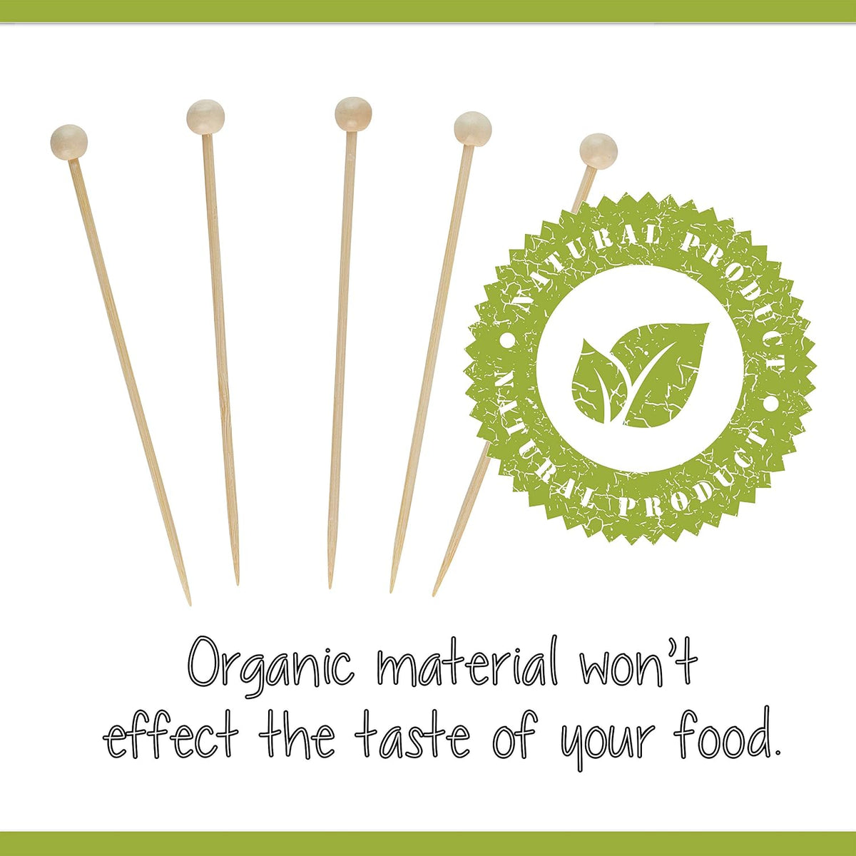 Plasticpro Cocktail Picks Bamboo Toothpicks with Ball End for Cocktails, Appetizers, Fruits, Dessert, 3.5 inches Pack of 400