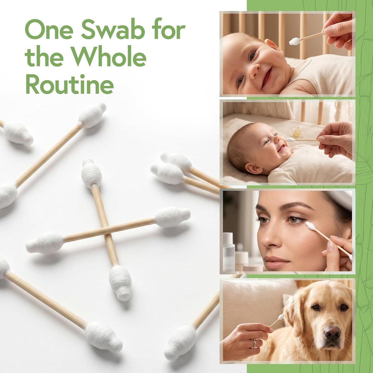Jenvita 100% Bamboo Cotton Swabs for Ears, 500 Pack, Double-Tipped
