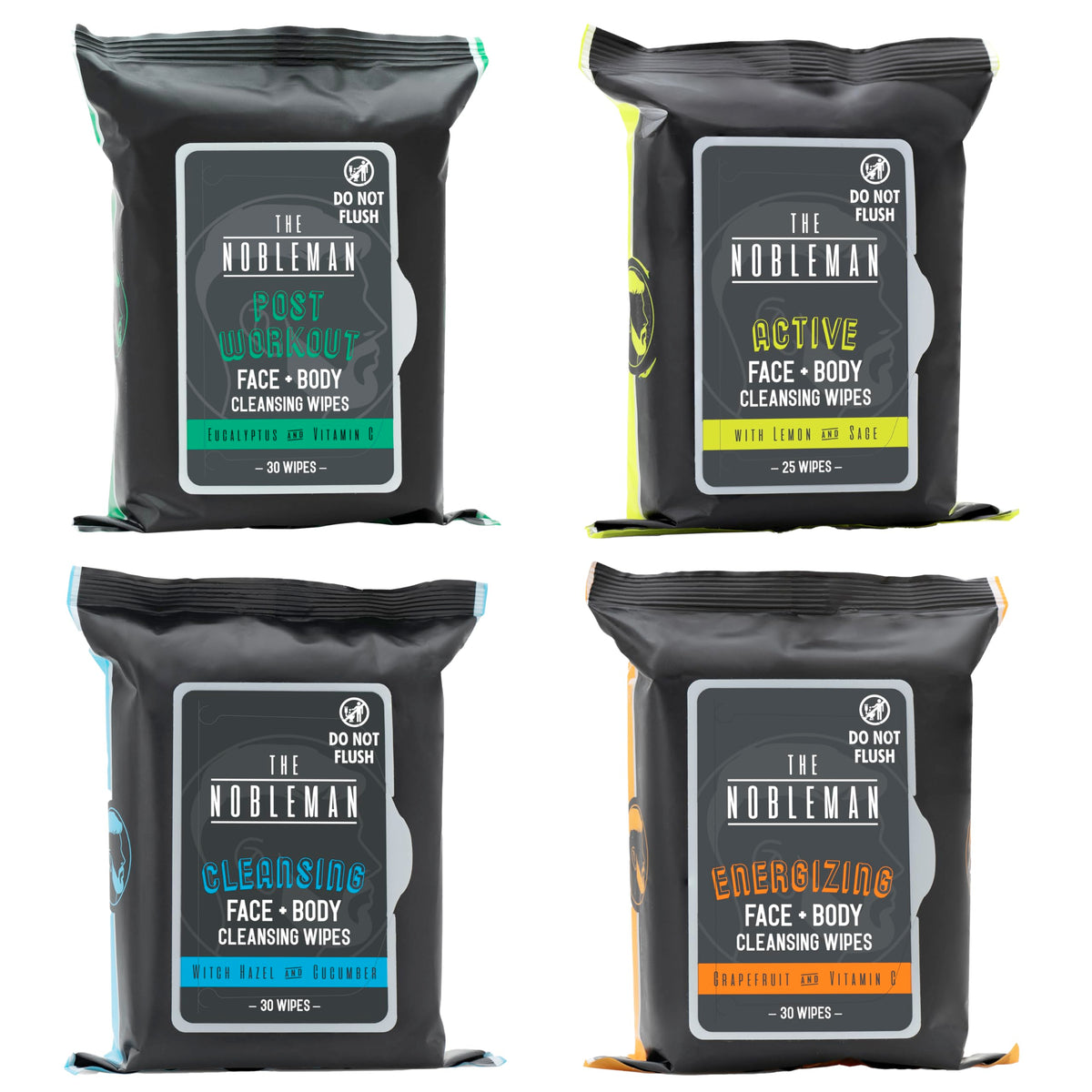 Men's Charcoal Face + Body Cleansing Wipes - 4 Pack (120ct)