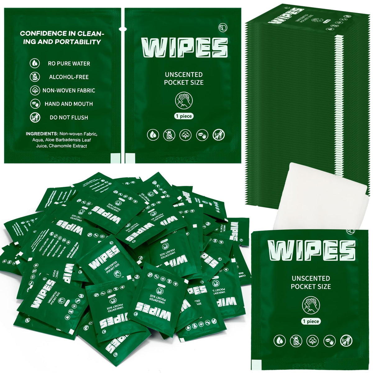 Lounsweer 500 Count Wet Wipes, Light Green