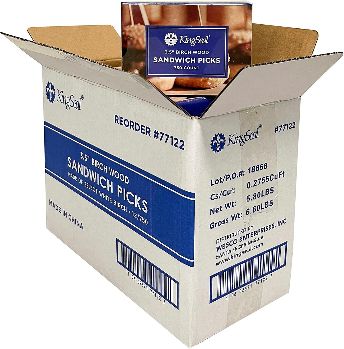 3000 Count | KingSeal Natural Birch Wood Sandwich Picks, Appetizer Picks, Salon Waxing Sticks, 3.5 Inch Length, Plain, Eco-Friendly - 4 Packs x 750