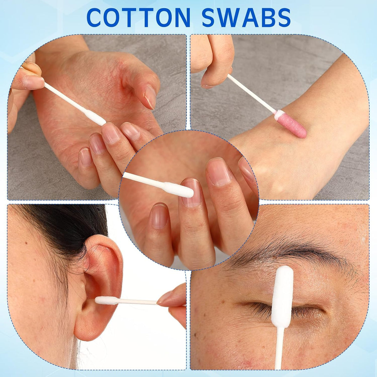 Lounsweer 400pcs Long Cotton Swabs with Storage Case 4'' XL Cotton Buds