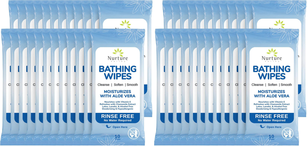 Nurture Rinse Free Bathing Disposable Adult w/Aloe Waterless Care -48 Wipes