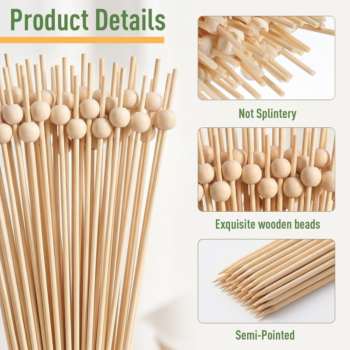 1000 Pcs Cocktail Picks, 4.7 Inch Wooden Fancy Toothpicks for Appetizers