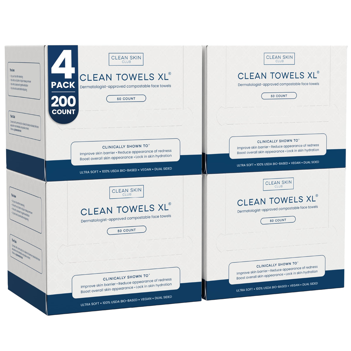 Reduces Fine Lines and Wrinkles in 6 weeks or Less, CLEAN SKIN CLUB Healthy Aging Clean Towels® XL, Disposable Face Towels, XL - 1 Pack (50 count)