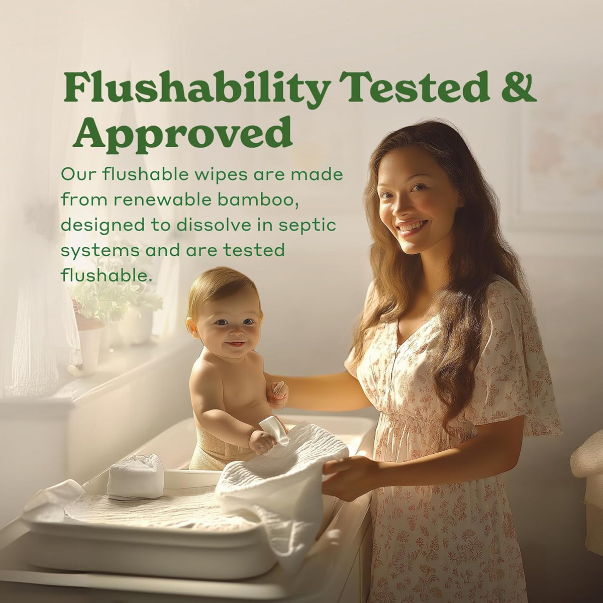 Caboo Tree Free Flushable Wipes, Septic Safe, 180 Wipes
