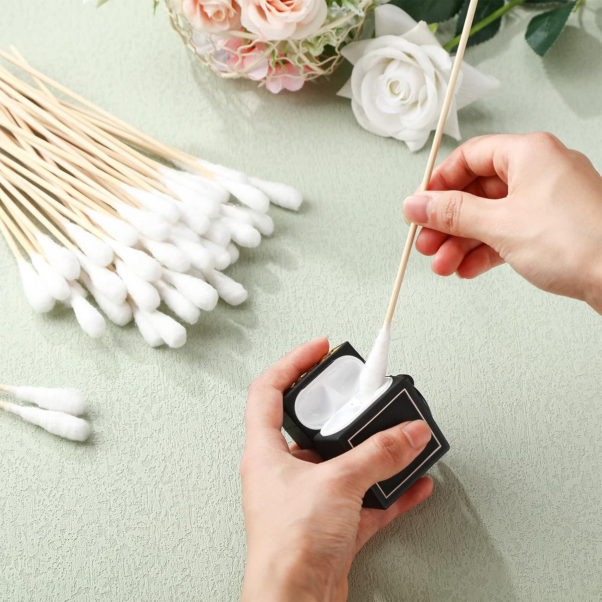 Zhehao 300 Pcs 8 Inch Large Cotton Swabs Extra Long Bamboo Handle
