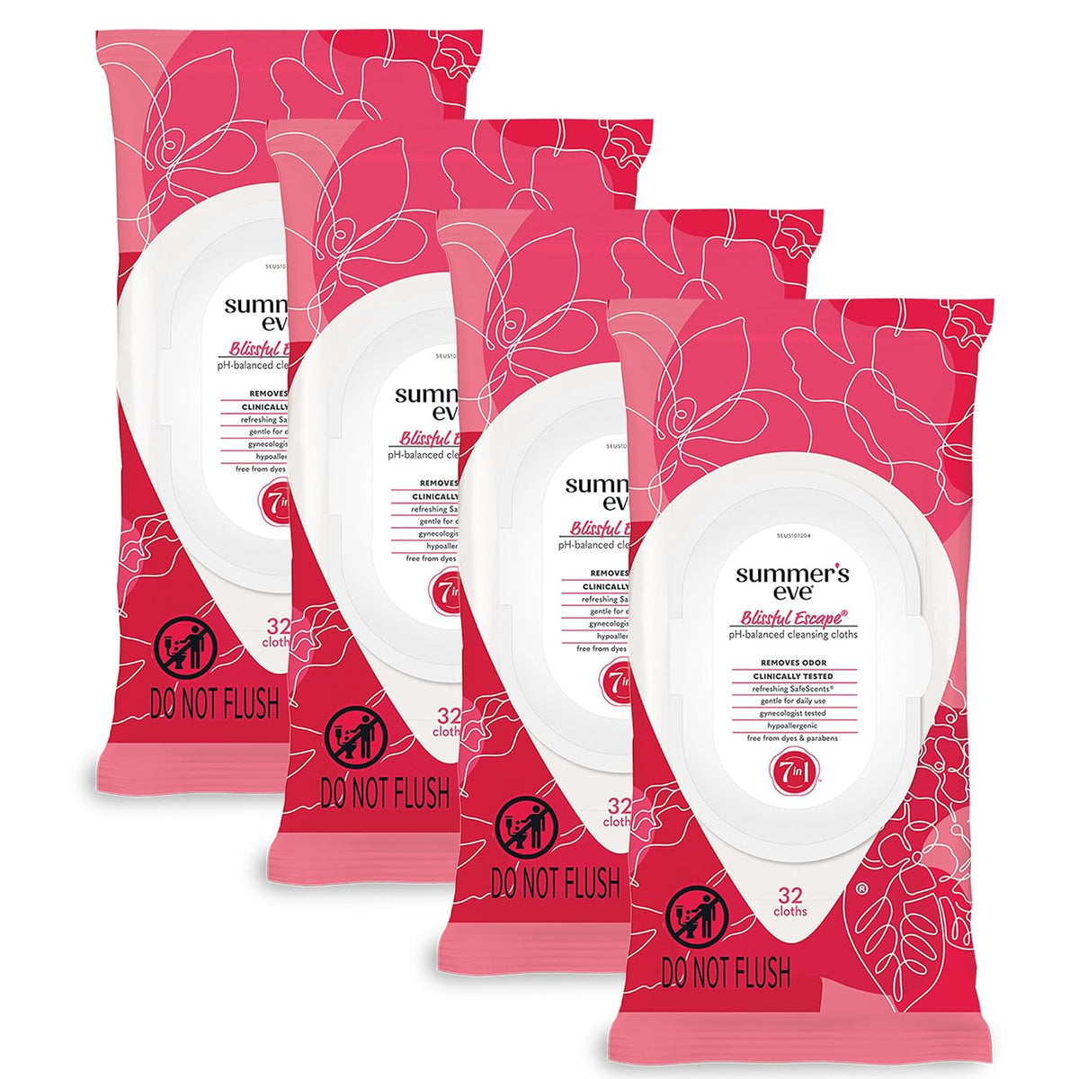 Summer's Eve Refreshing Feminine Wipes, Blissful Escape, 32 Count, 4 Pk