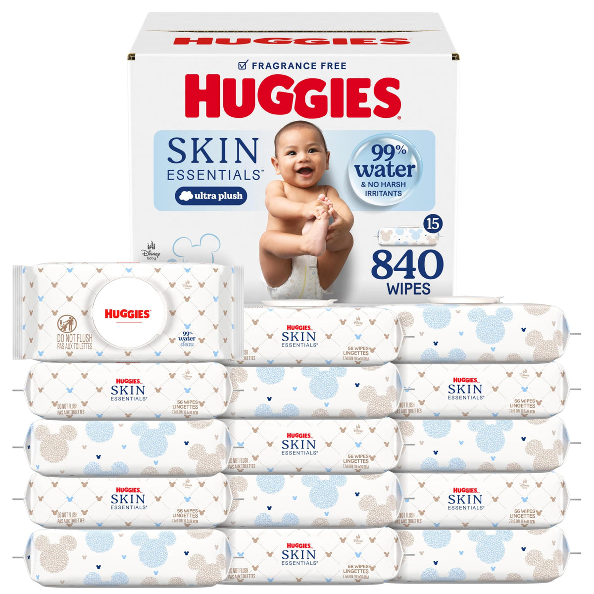 Huggies Skin Essentials Baby Wipes, 99% Water, 10 Packs, 560 Wipes
