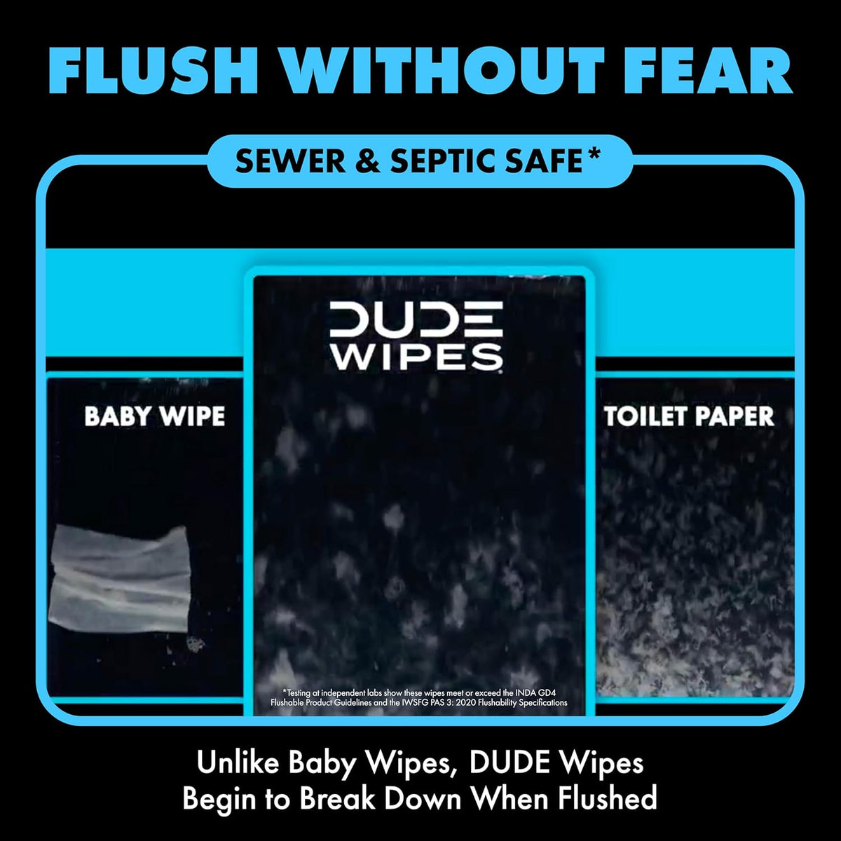DUDE Wipes On-The-Go Unscented Adult Flushable Travel Wipes, 60 Count