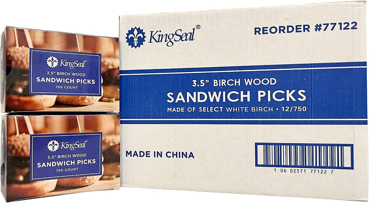 3000 Count | KingSeal Natural Birch Wood Sandwich Picks, Appetizer Picks, Salon Waxing Sticks, 3.5 Inch Length, Plain, Eco-Friendly - 4 Packs x 750