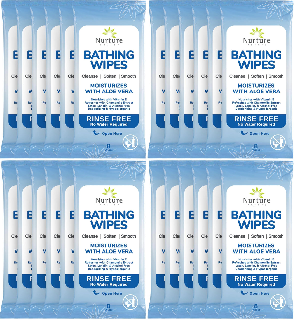 Nurture Rinse Free Bathing Disposable Adult w/Aloe Waterless Care -48 Wipes