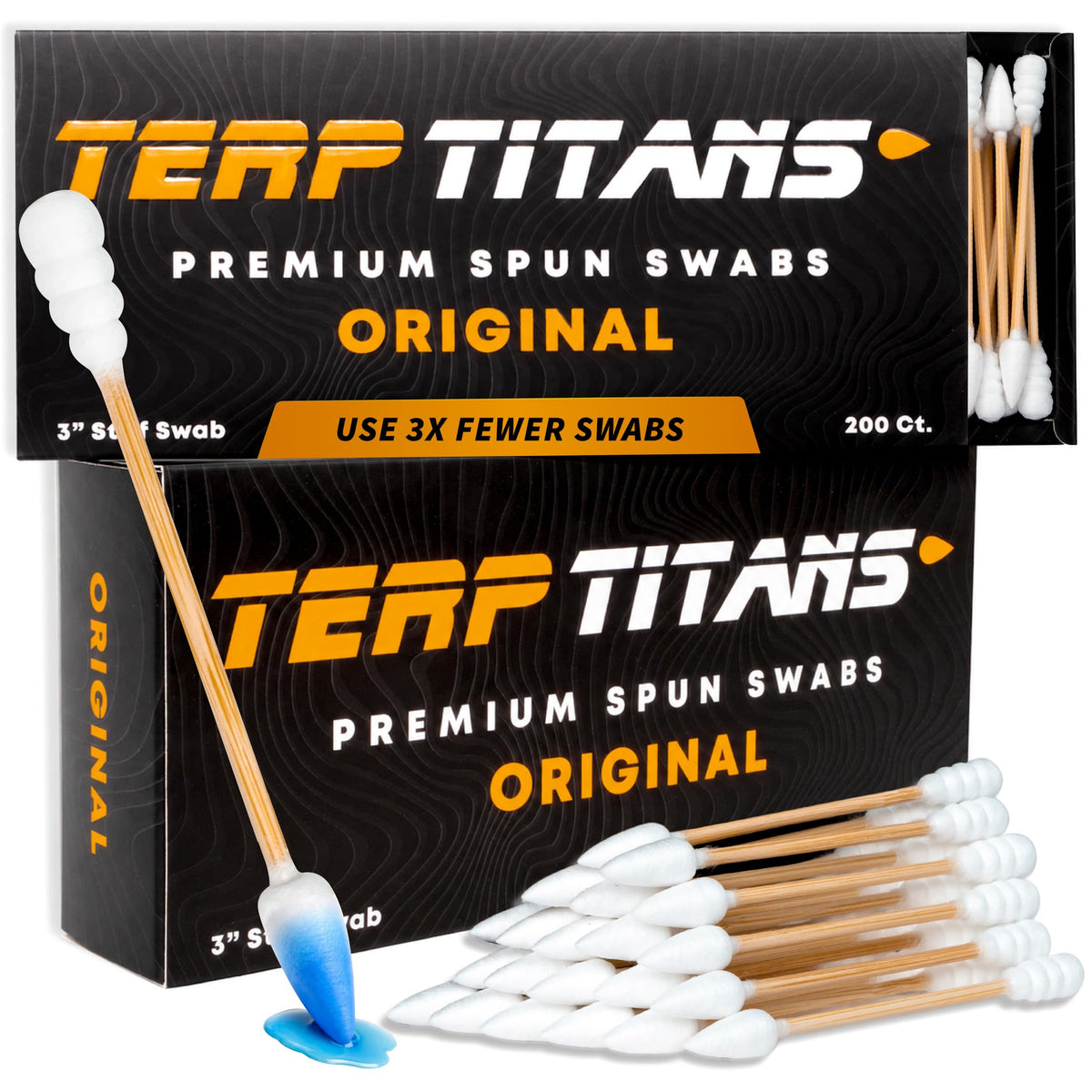 TerpTitans Original – Bamboo Cotton Swabs | Dual-Tip: Spiral for Maximum Absorption & Fine Point for Pinpoint Precision | Extra Strong, Lint-Free | 200ct Box