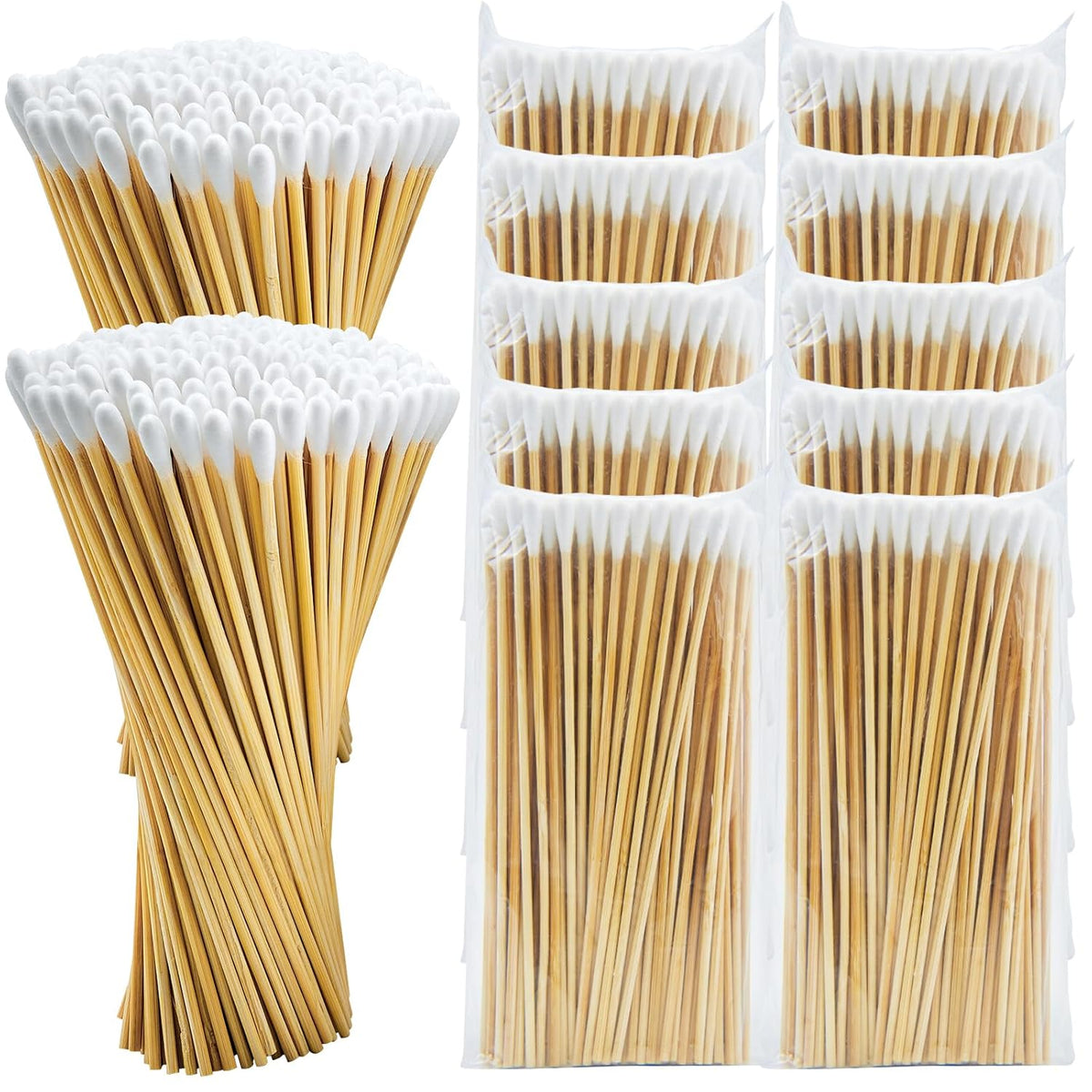 1000 Count 6 Inch Round-tip Long Cotton Swabs with Durable Stem