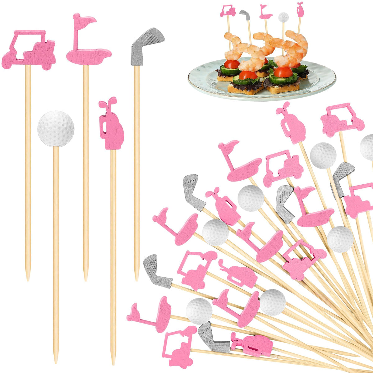 Aodaer 200 Pieces Oktoberfest Wooden Cocktail Picks Appetizer Fruits Bamboo Toothpicks Decorative Cocktail Sticks with Bavarian Flag for Fruits Dessert Appetizer Party Supplies