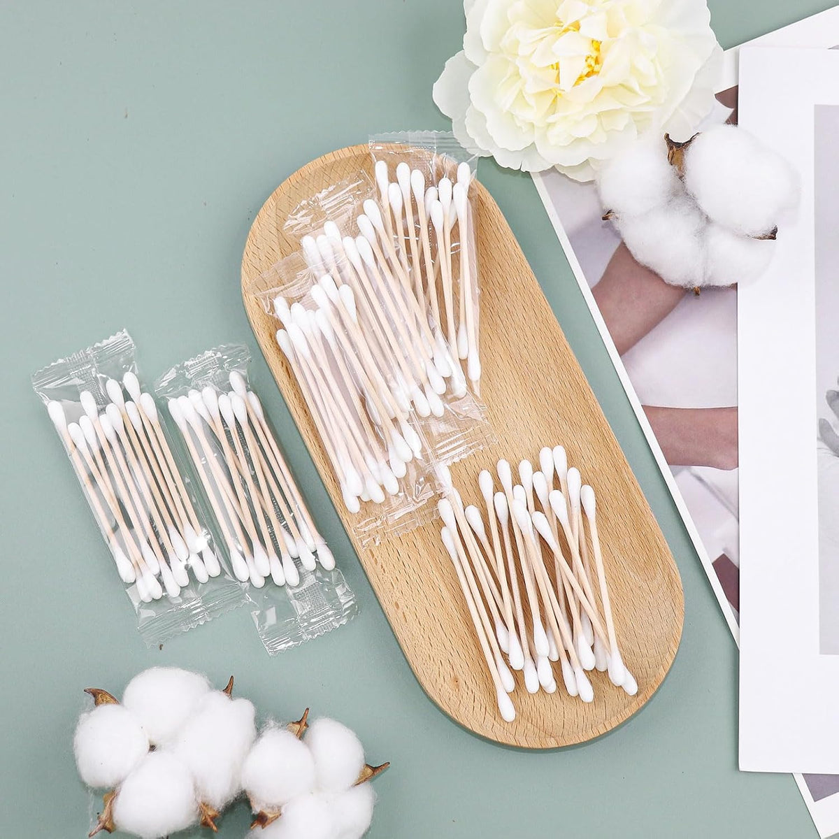 300 Cotton Swabs Travel Size,Individually Wrapped Cotton Swabs Bulk