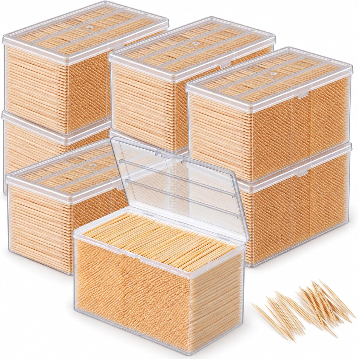 28800 Pcs Bamboo Toothpicks Bulk, Round Double-Sided Toothpicks with Box