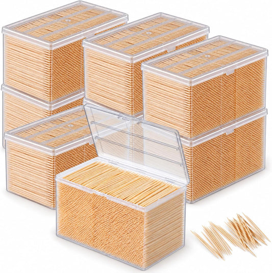28800 Pcs Bamboo Toothpicks Bulk, Round Double-Sided Toothpicks with Box