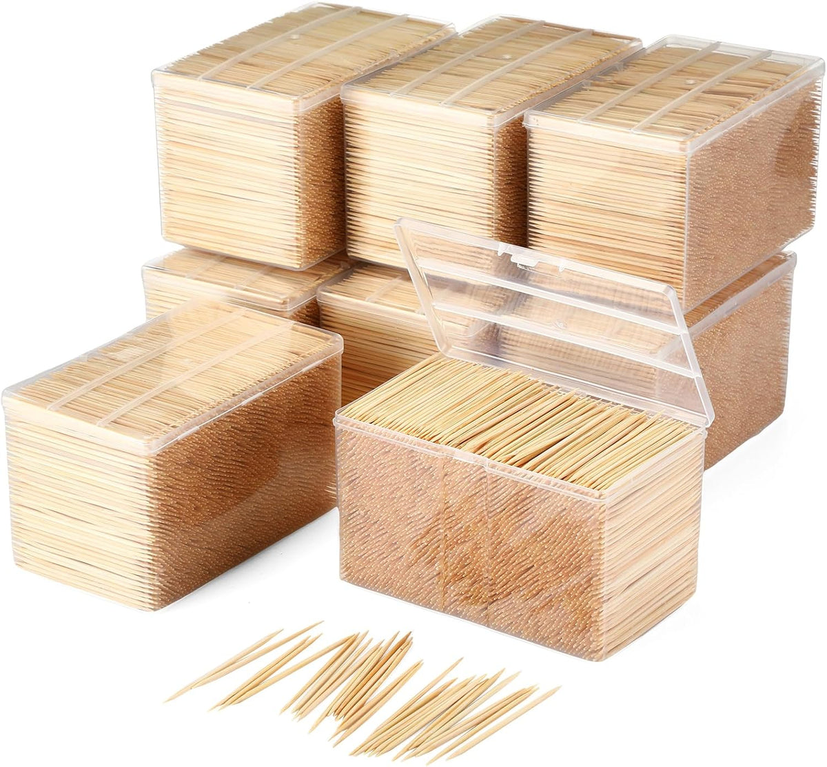 Jerify 48000 Pcs Bamboo Wooden Toothpicks Double Sided for Party Food