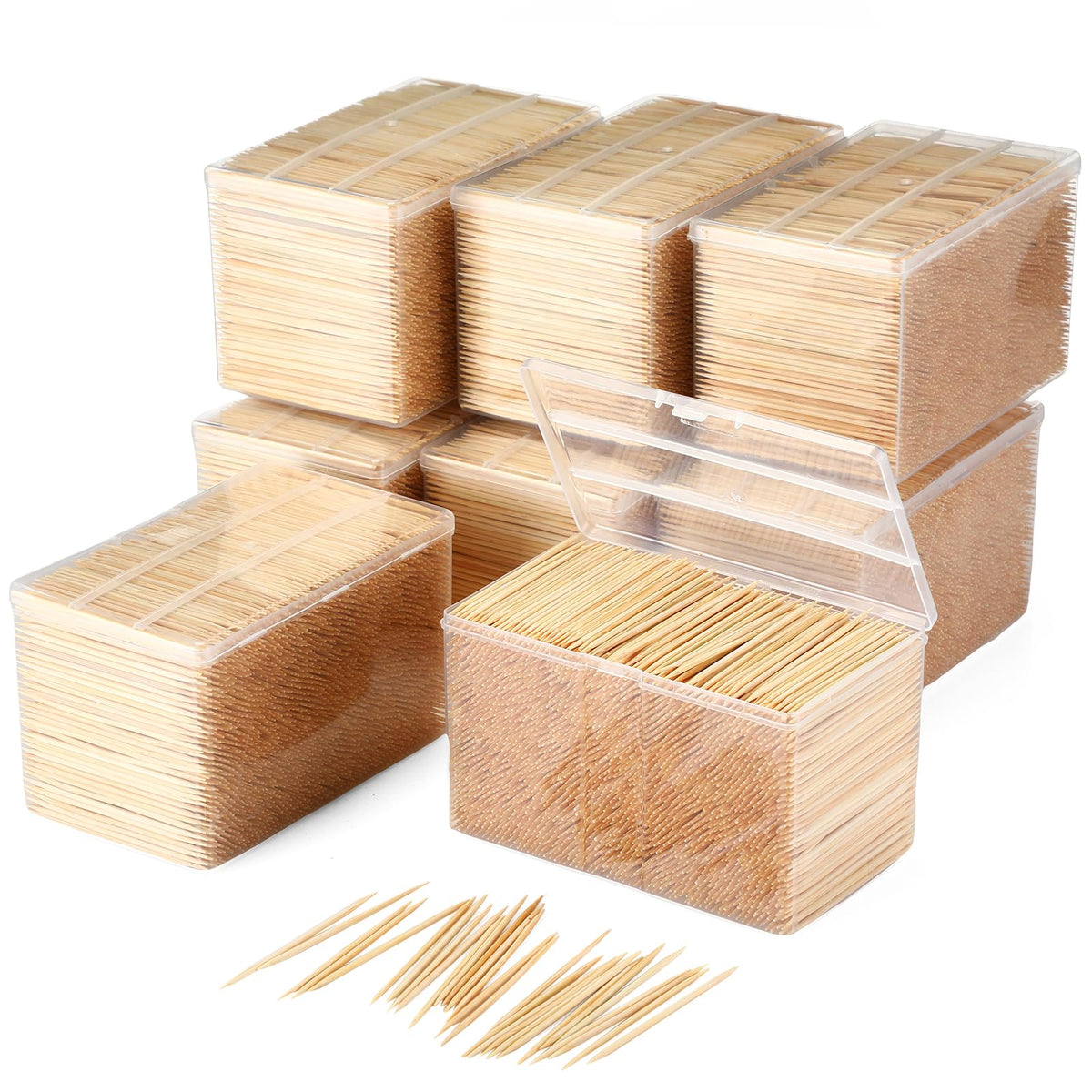 Jerify 48000 Pcs Bamboo Wooden Toothpicks Double Sided for Party Food