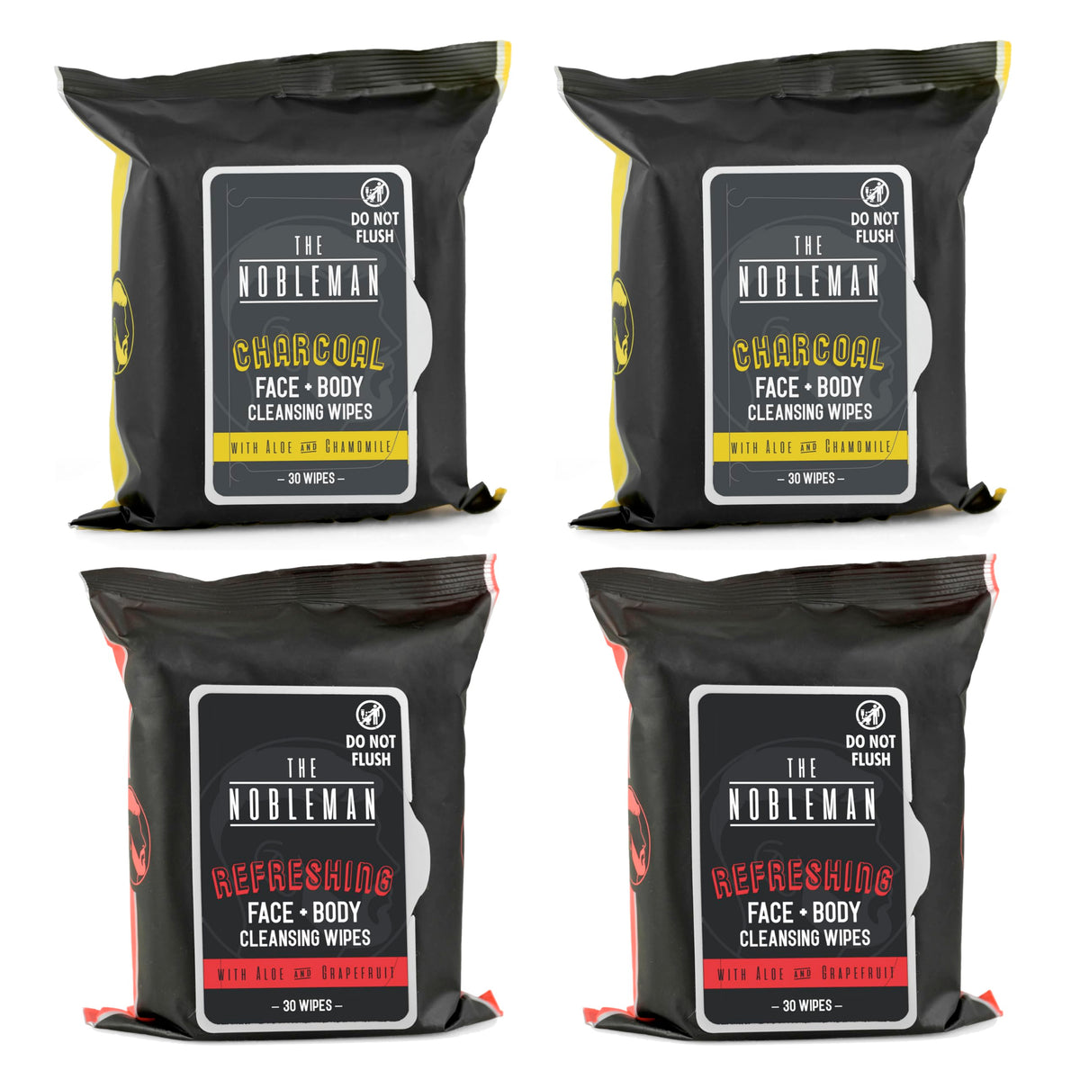 Men's Charcoal Face + Body Cleansing Wipes - 4 Pack (120ct)