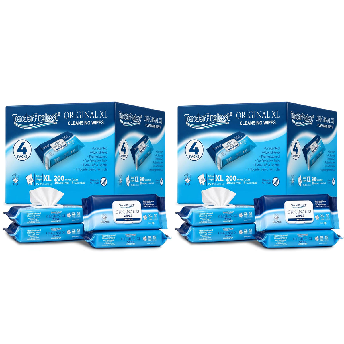 TenderProtect Original XL Incontinence Wipes for Adults with Aloe, 600 Count