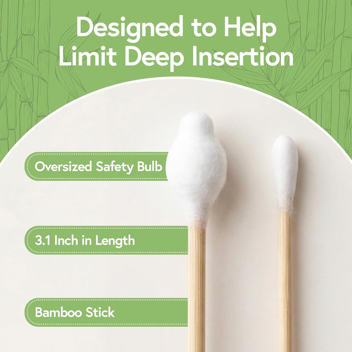 Jenvita 100% Bamboo Cotton Swabs for Ears, 500 Pack, Double-Tipped