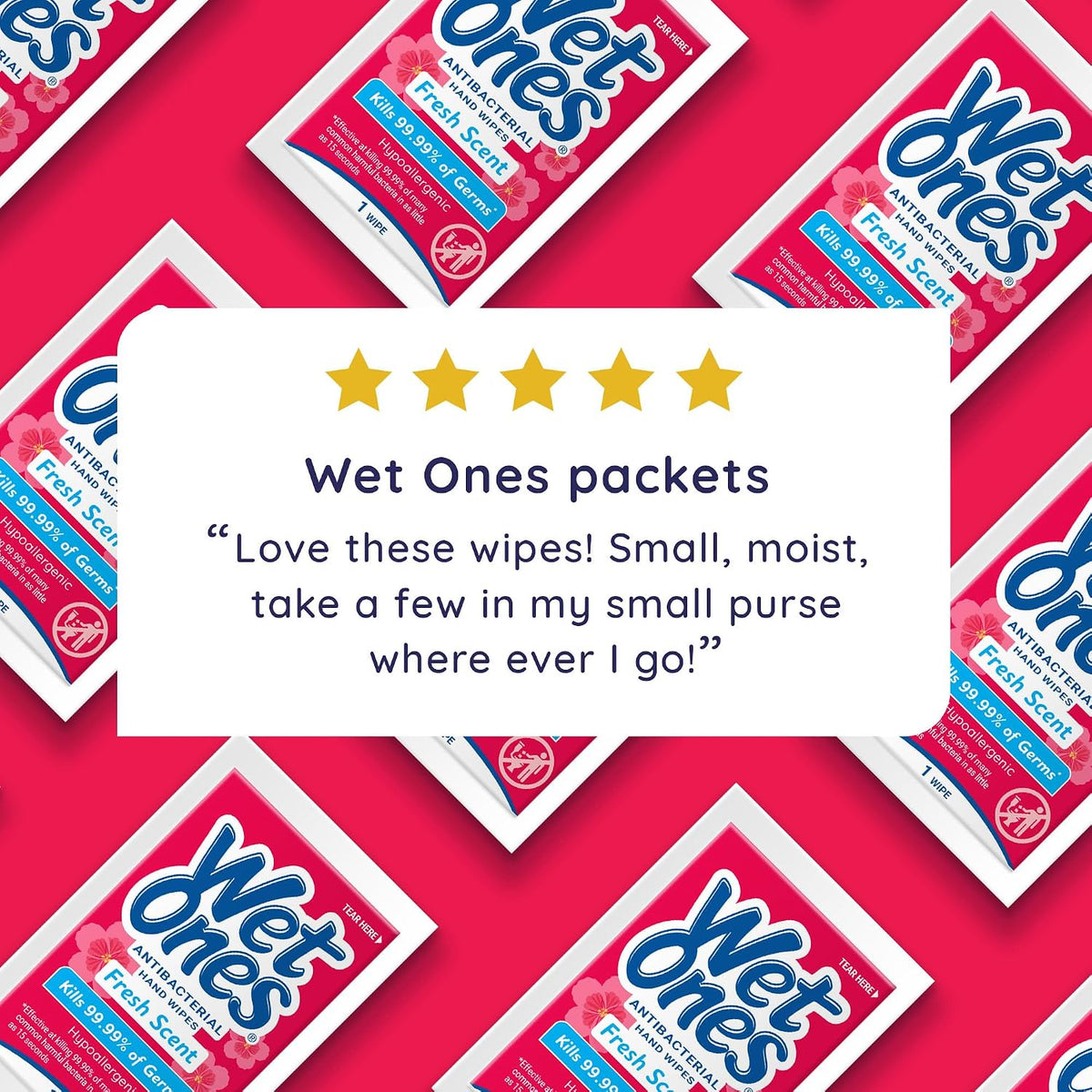 Wet Ones Singles Antibacterial Hand Wipes, Fresh Scent, 24 ct (6 Pack)