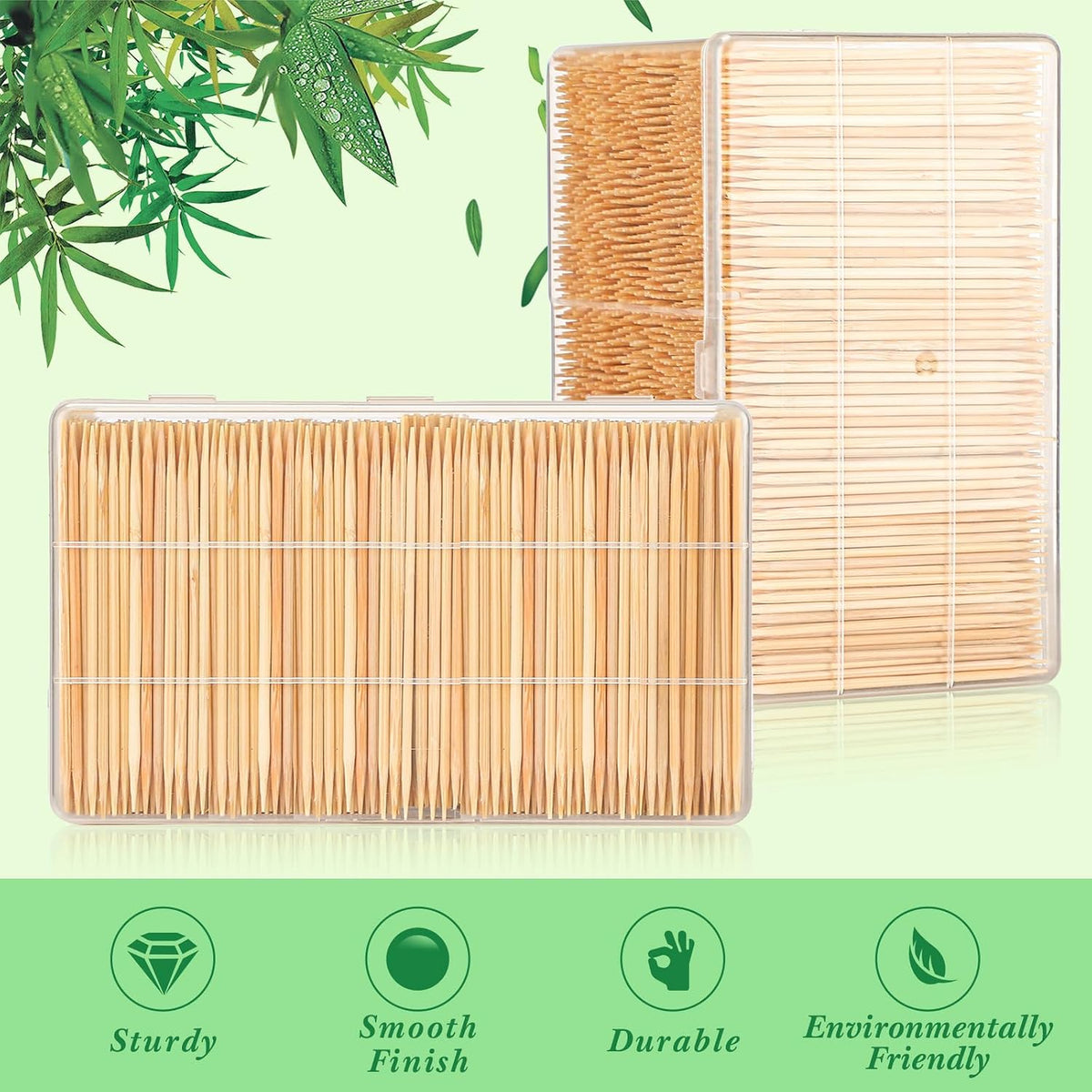 Jerify 24000 Pcs Bamboo Wooden Toothpicks Double Sided for Party Food