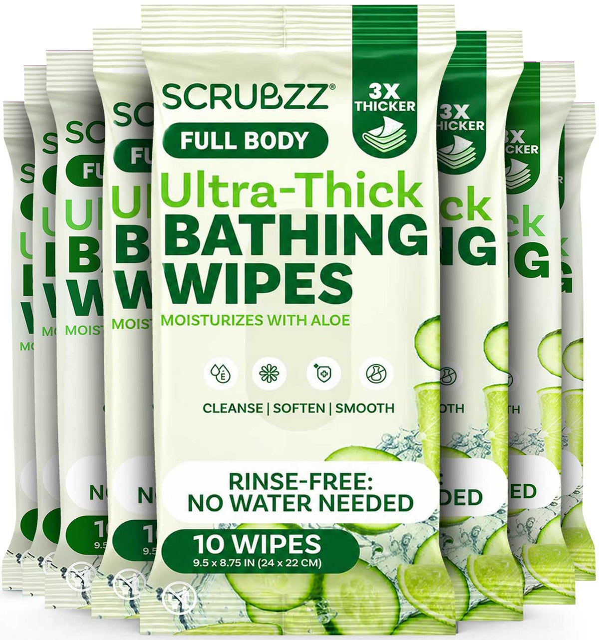 Extra Large Body Wipes for Adults Bathing No Rinse - 80 Ultra Thick Disposable Shower Wipes for Men, Women & Elderly - Great for Gym, Camping, Post Surgery