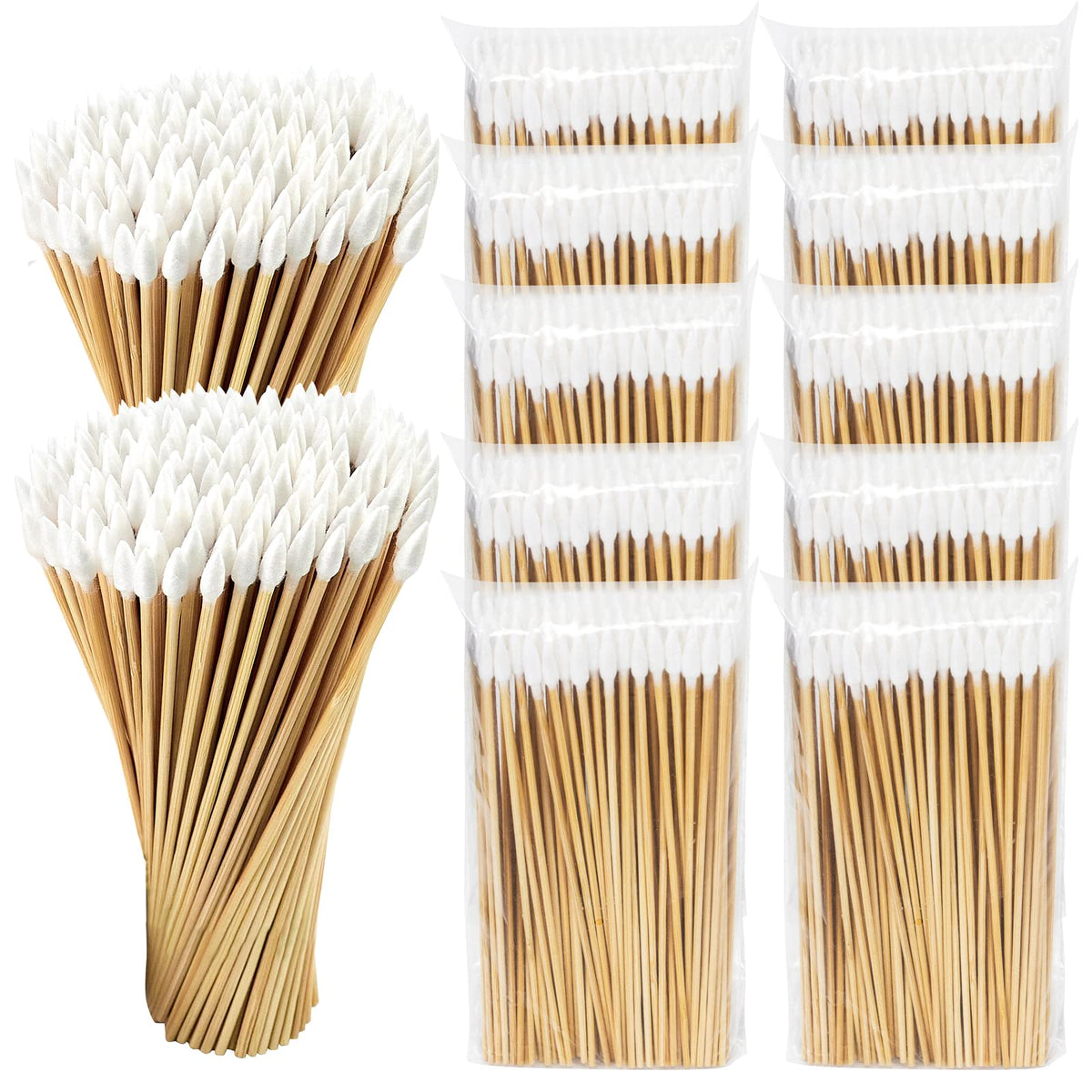 1000 Count 6 Inch Round-tip Long Cotton Swabs with Durable Stem