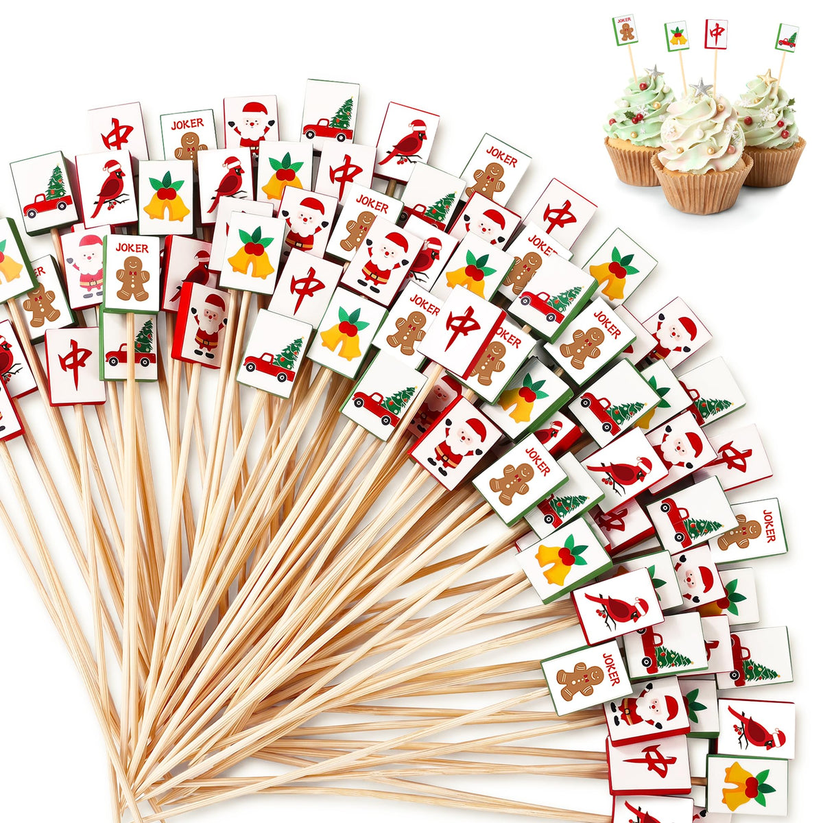 Aodaer 200 Pieces Oktoberfest Wooden Cocktail Picks Appetizer Fruits Bamboo Toothpicks Decorative Cocktail Sticks with Bavarian Flag for Fruits Dessert Appetizer Party Supplies