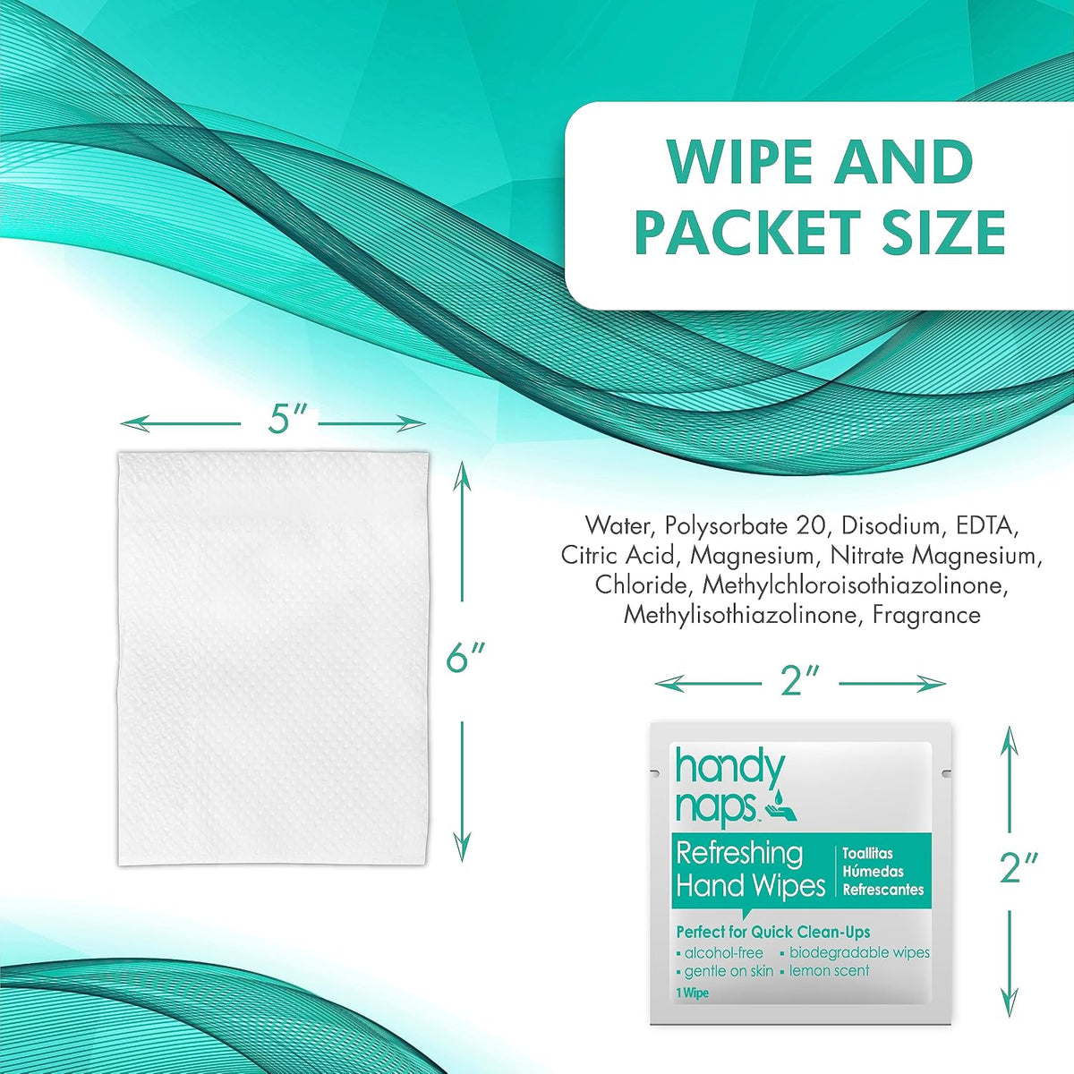 Handynaps Refreshing Hand Wipes, Alcohol-Free, Chemical-Free, 1000 Count