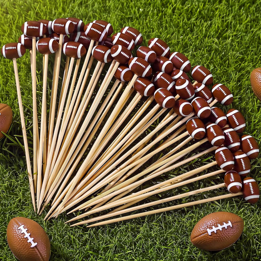 50 Pcs 3D Football Toothpicks 4.7 Inch Decorative Cocktail Picks