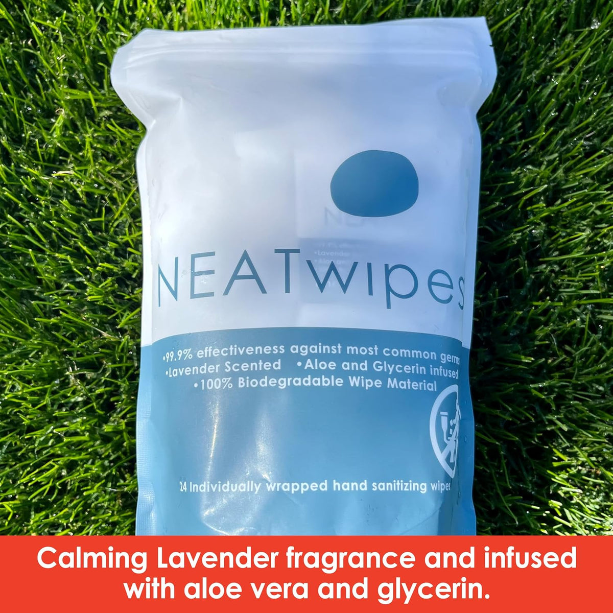 NEATwipes Sanitizing Wipes for Adults, Travel Size (Lavender, 24 Wipes)