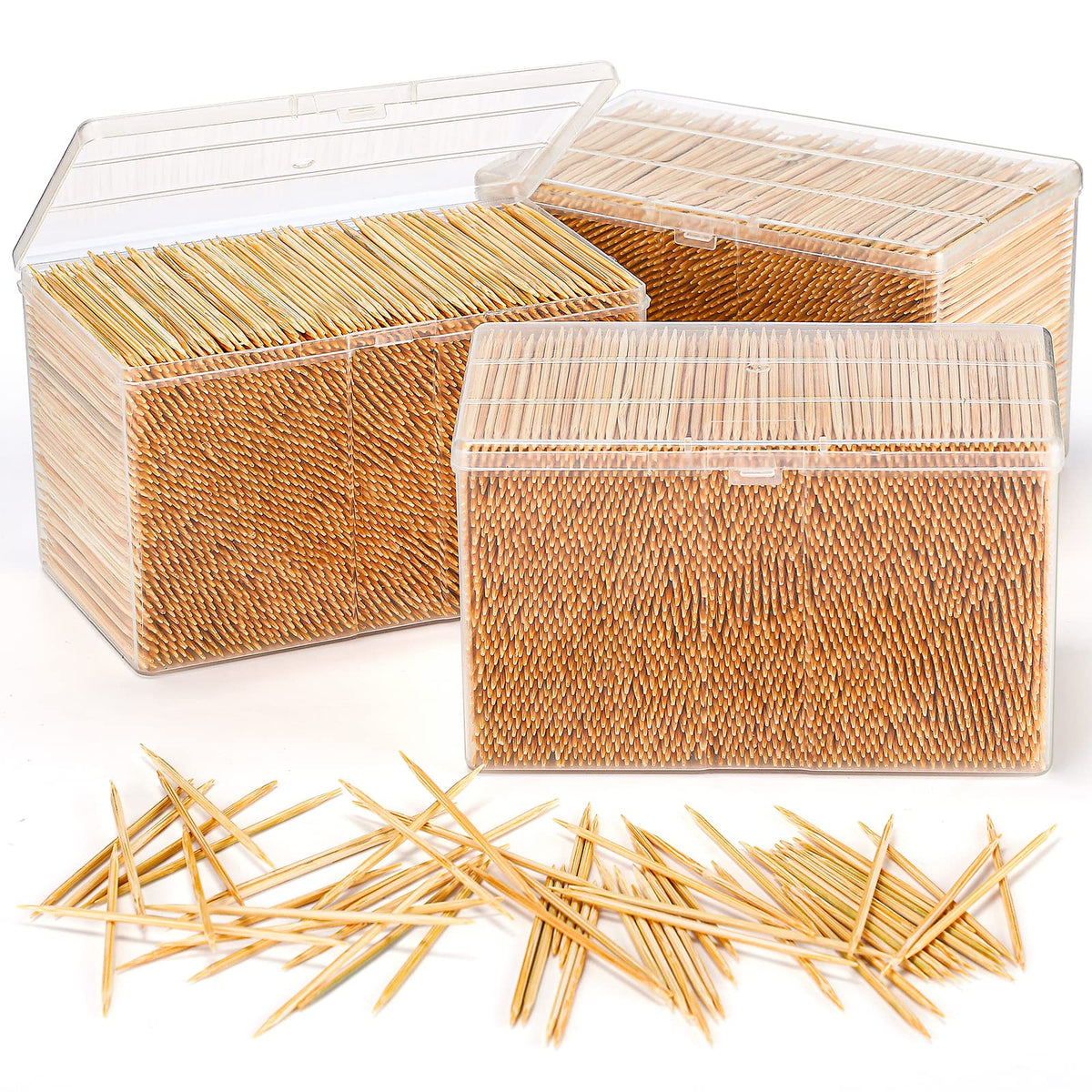Jerify 48000 Pcs Bamboo Wooden Toothpicks Double Sided for Party Food