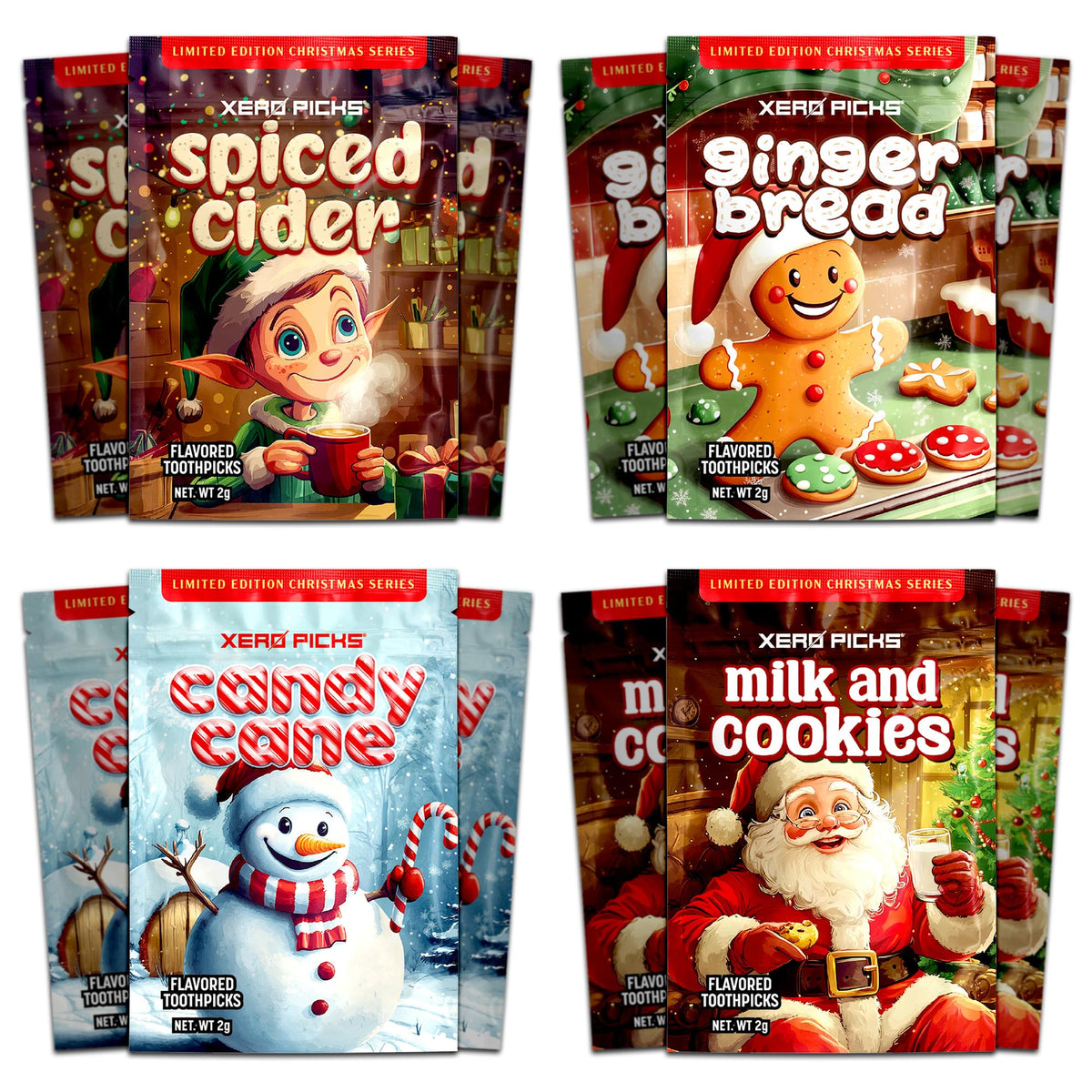 Xero Picks Candies - Infused Flavored Toothpicks (Candies Variety, 5 Pack - 100 Picks) Bubblegum, Pina Colada, Orange Creamsicle, Cotton Candy, Snow Cone and Candy Cane